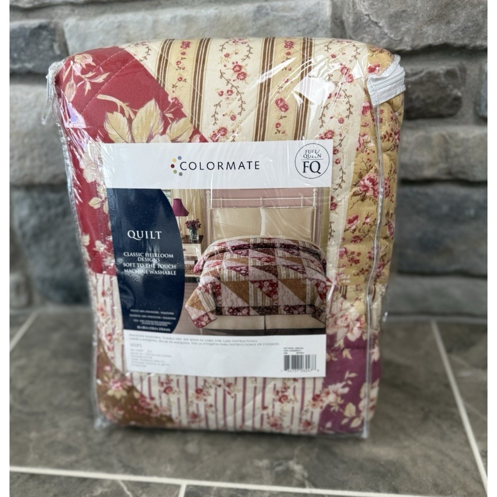 NEW Colormate Abigail Patchwork Quilt Full/Queen Sears Classic Heirloom Floral